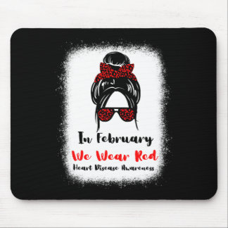 Februar Heart Health Go Red Messy Bun Frauen Mousepad