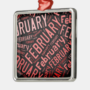 Februar Heart Silbernes Ornament