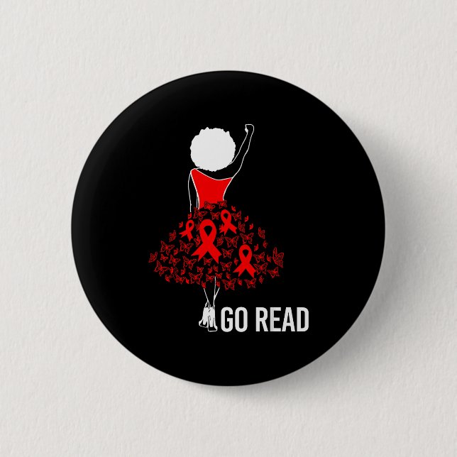 Februar Herzkrankheit Bewusstseinsmonat Roter Afri Button (Vorderseite)