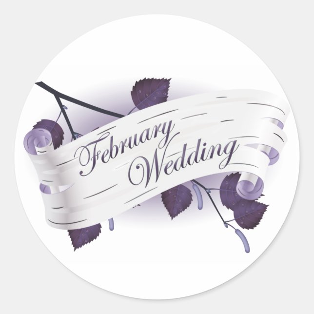 Februar Hochzeit : Blätter der Saison: Runder Aufkleber (Vorderseite)
