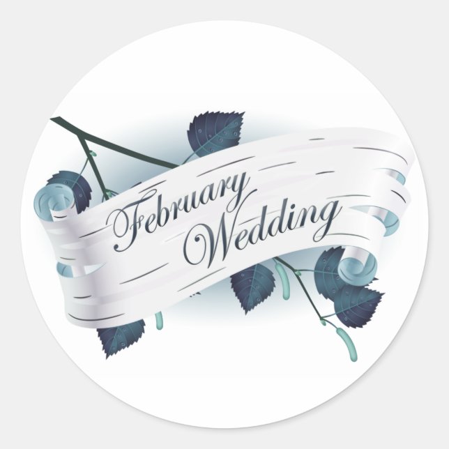 Februar Hochzeit : Blätter der Saison: Runder Aufkleber (Vorderseite)