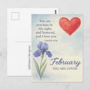 Februar Liebe mit herzförmiger inspirierender flor Postkarte