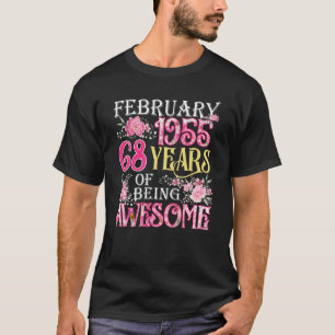Februar Mädchen 1955 68. Geburtstag 68 Jahre alt T-Shirt
