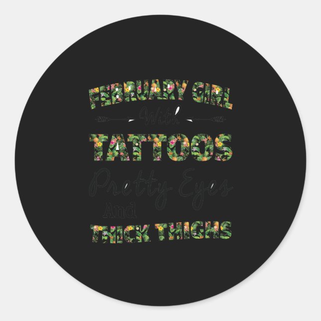 Februar Mädchen mit Tattoos Hübsche Augen Runder Aufkleber (Vorderseite)