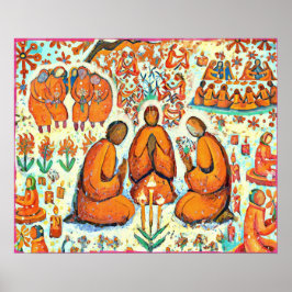 Februar Naive Folk Art Winter Liebe Gebet Poster