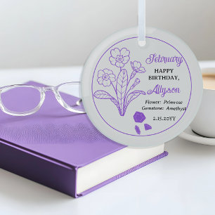 Februar Primrose   Amethyst Birthday Keepake Ornament Aus Glas