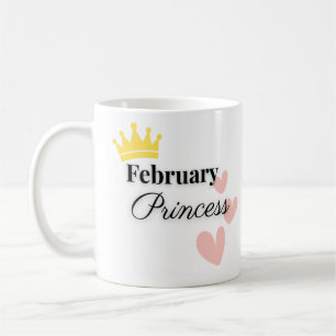 Februar Prinzessin Tasse – Goldene Krone & Herz De