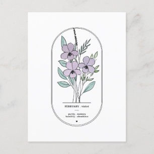 Februar Violet Birth Blume Postkarte