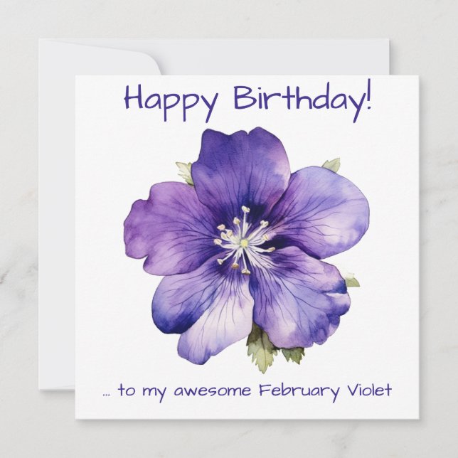 Februar Violet Feiertagskarte (Vorderseite)