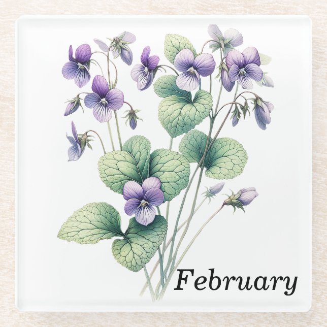 Februar Violet Glass Untersetzer (Vorderseite)