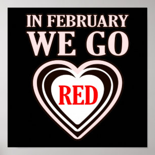 Februar We Go Red Heart Disease Awareness Survivo Poster