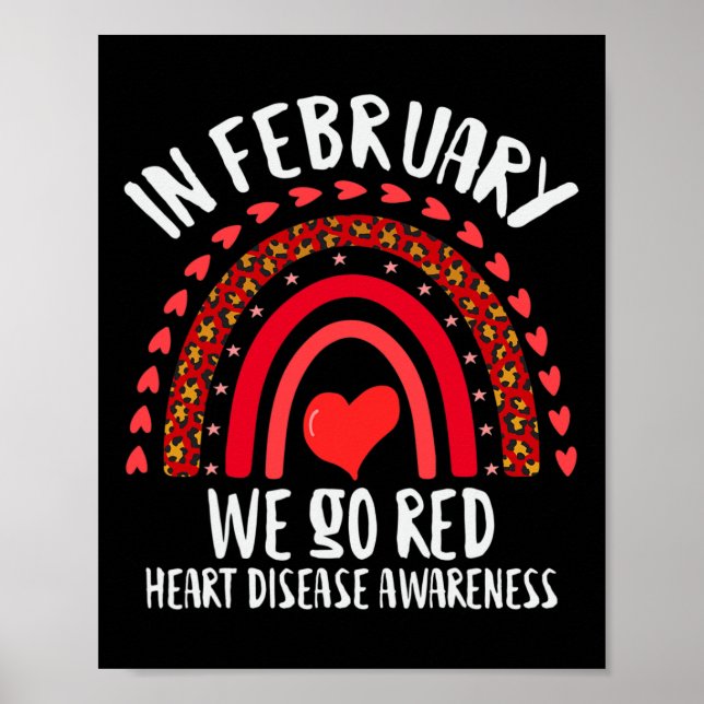 Februar Wir gehen Red Heart Disease Awareness Red  Poster (Vorne)