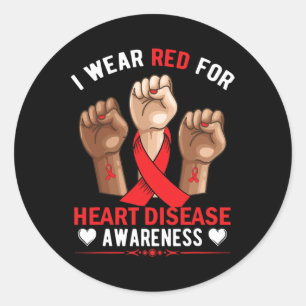Februar Wir tragen Red Heart Disease Awareness Ame Runder Aufkleber