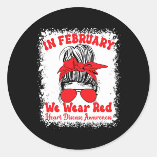 Februar Wir tragen Red Heart Disease Awareness Mes Runder Aufkleber