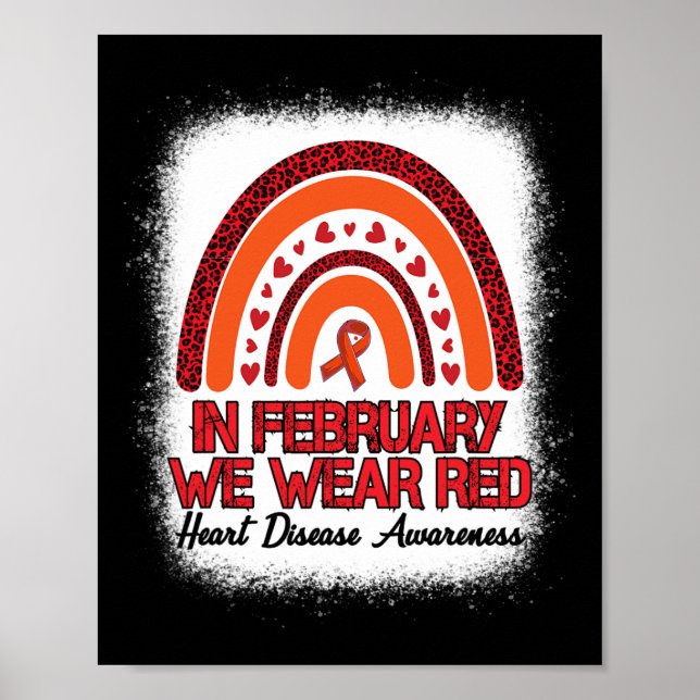 Februar Wir tragen Red Leopard Regenbogen rot gebl Poster (Vorne)