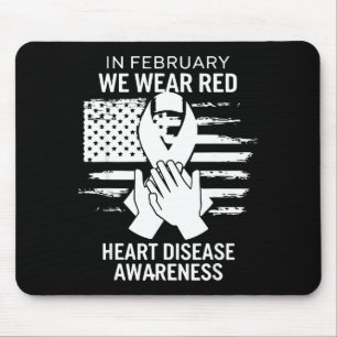 Februar Wir Tragen Rot Amerikanische Flagge Herzkr Mousepad