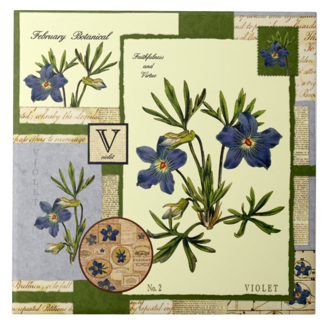 Februars Blume Fliese (Vorderseite)