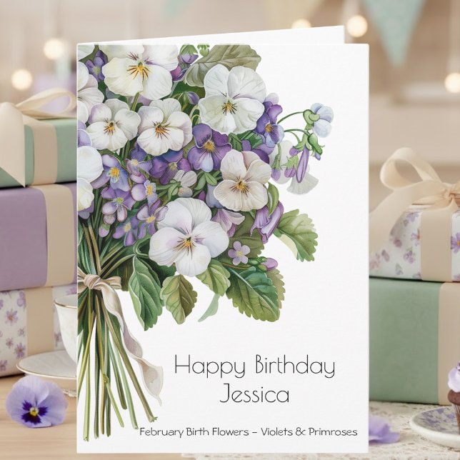 February Birth Flower Birthday Card | Violets Karte (Von Creator hochgeladen)