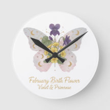 February Birth Flower Wall Clock