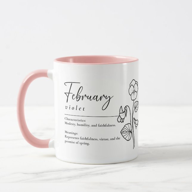 February Birth Month Flower Violet Minimalist Tasse (Links)
