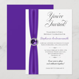 February Birthday Celebration - Purple Amethyst | Einladung