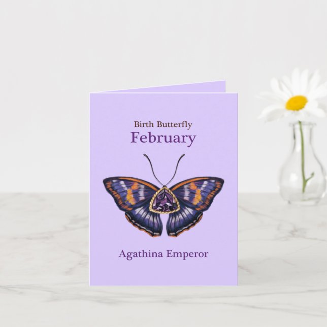 February Purple Agathina Emperor Butterfly Art Karte (Kleine Pflanze)