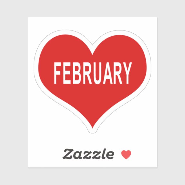 FEBRUARY Red Liebe Heart Vinyl Sticker (Blatt)