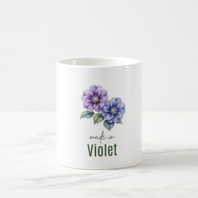 February Violet Birth Flowe Coffee Cup Watercolor Kaffeetasse (Mittel)