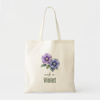 February Violet Birth Flower bag Watercolor Tragetasche