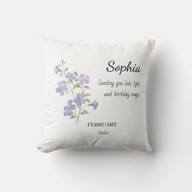 February Violet Personalized Birthday Kissen (Vorderseite)
