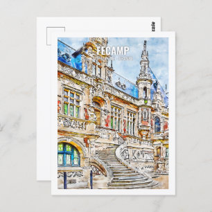 Fecamp Normandie Frankreich Unterwegs Wasserfarbsk Postkarte