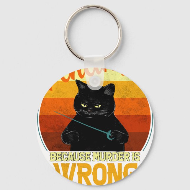 Fechten Mord Katze Schlüsselanhänger (Vorderseite)