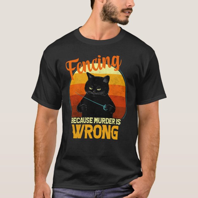 Fechten Mord Katze T-Shirt (Vorderseite)