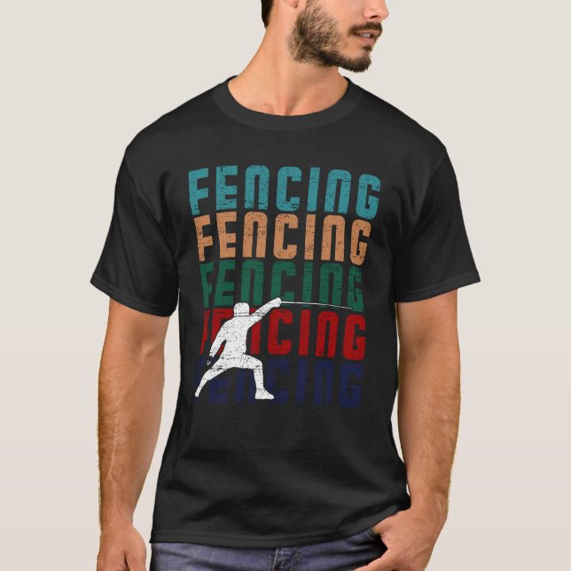 Fechten Vintage Retro Design Fechter T-Shirt (Vorderseite)