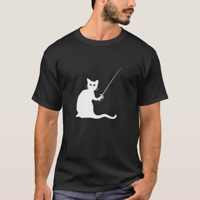 Fechtende Katzenfechterin T-Shirt (Vorderseite)