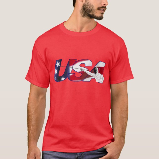 Fechtende USA - rotes Shirt (Vorderseite)