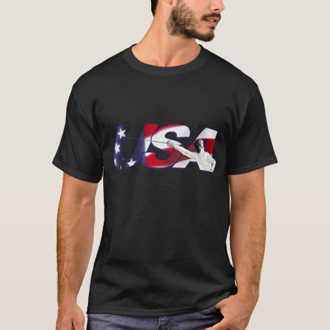 Fechtende USA - schwarzes Shirt (Vorderseite)