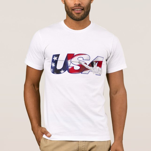 Fechtende USA - weißes Shirt (Vorderseite)