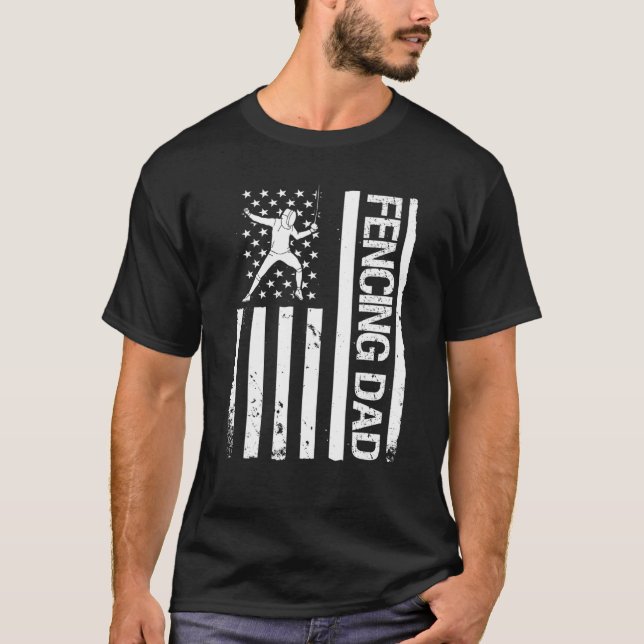 Fechtender Vater Ausrüstung USA-Flagge T-Shirt (Vorderseite)