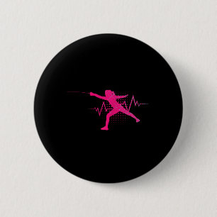 Fechtliebhaber Herzschlag Fechtsport Frauen Mädche Button