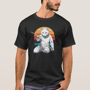 Fechtspiel Gamer Fechter Sport Vintage Fechten Kat T-Shirt