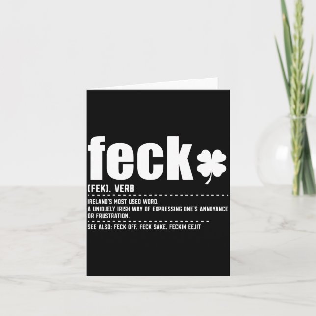 Feck Definition Lustige Irische Sprüche Irisches K Karte (Vorderseite)