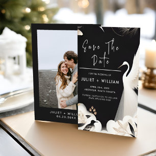 Feder-Asiatischer-Himmel-Cloud-Kran Spaß-Hochzeit Save The Date