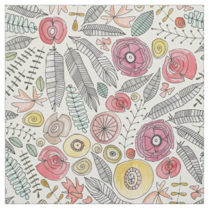 Feder Fleur Aquarell Stoff