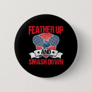 Feder hoch und Smash Down Badminton Spieler Shuttl Button