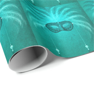 Feder-Maskenmaske elegant vintage Türkis Geschenkpapier
