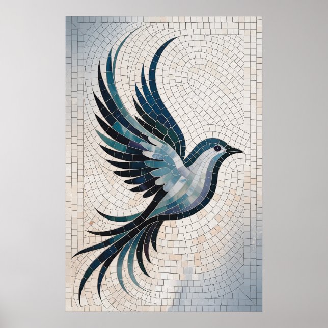 Feder-Mosaik - Dekorativer Vogel Poster (Vorne)