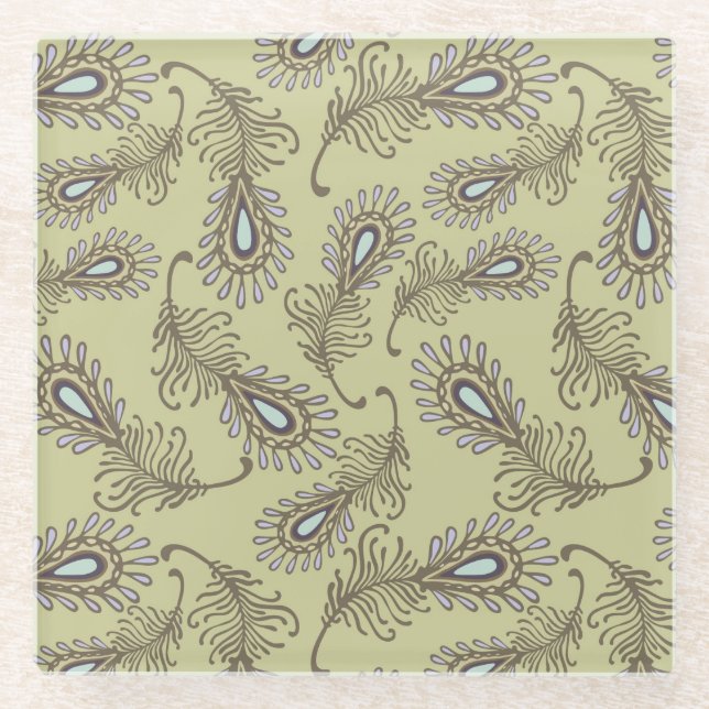 Feder-Muster Glasuntersetzer (Vorderseite)