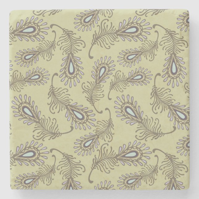 Feder-Muster Steinuntersetzer (Vorderseite)