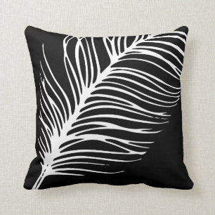 Feder-Silhouette Schwarzweiss Kissen